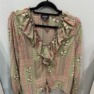 Gucci Olive Patchwork Floral Blouse